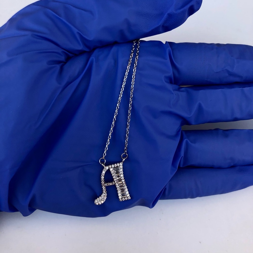 925 Stamped Sterling Silver Letter Necklace - Picture 2 of 8